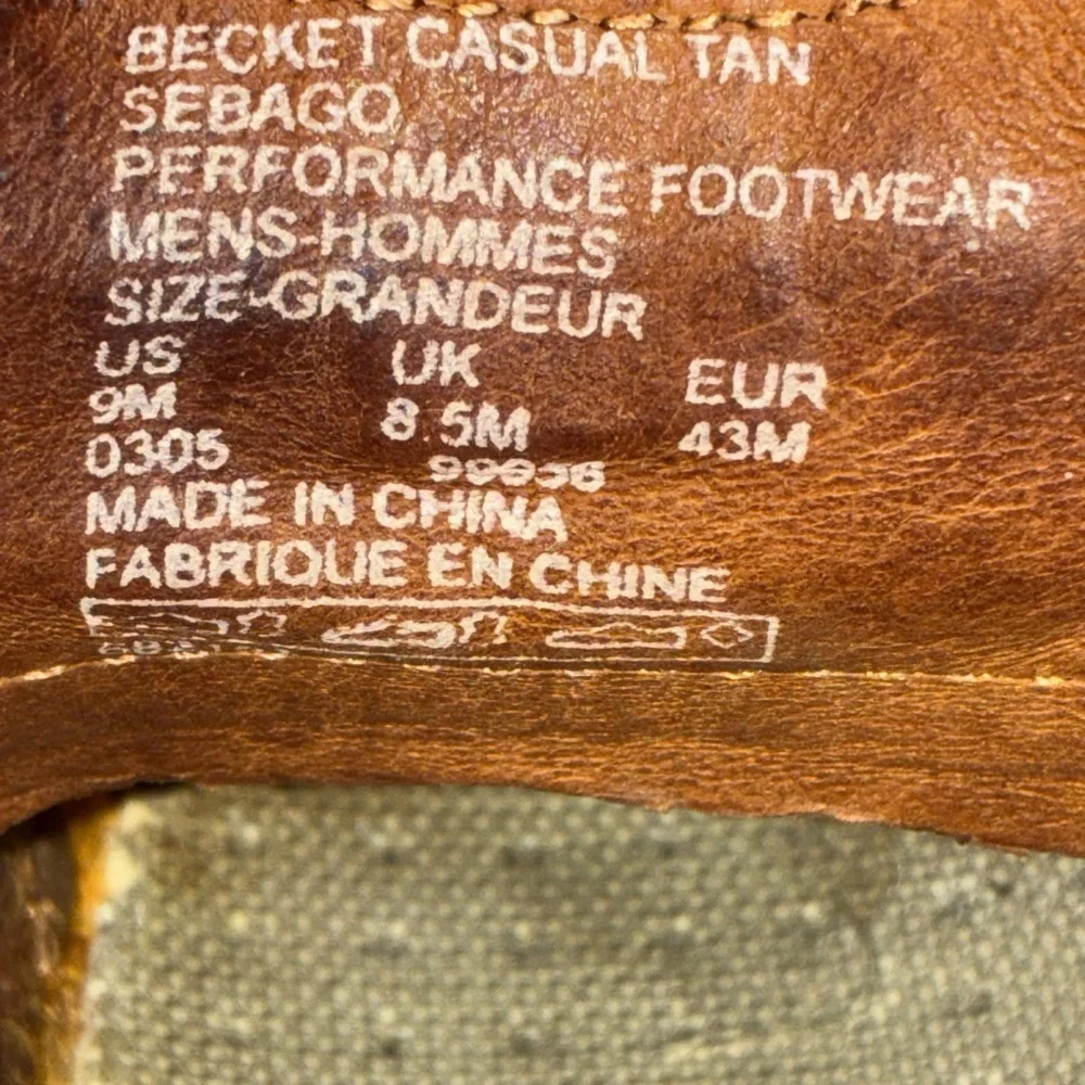 Sebago Becket Mens Boat Shoes Casual Tan Size 9M Leather Loafers Preppy Sailing